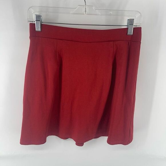 ModCloth Pleated skater Skirt Mini Flared Elastic Waist Stretch Red Size Medium - Picture 9 of 12